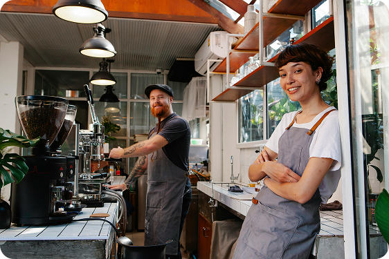 Restaurant team working in the kitchen